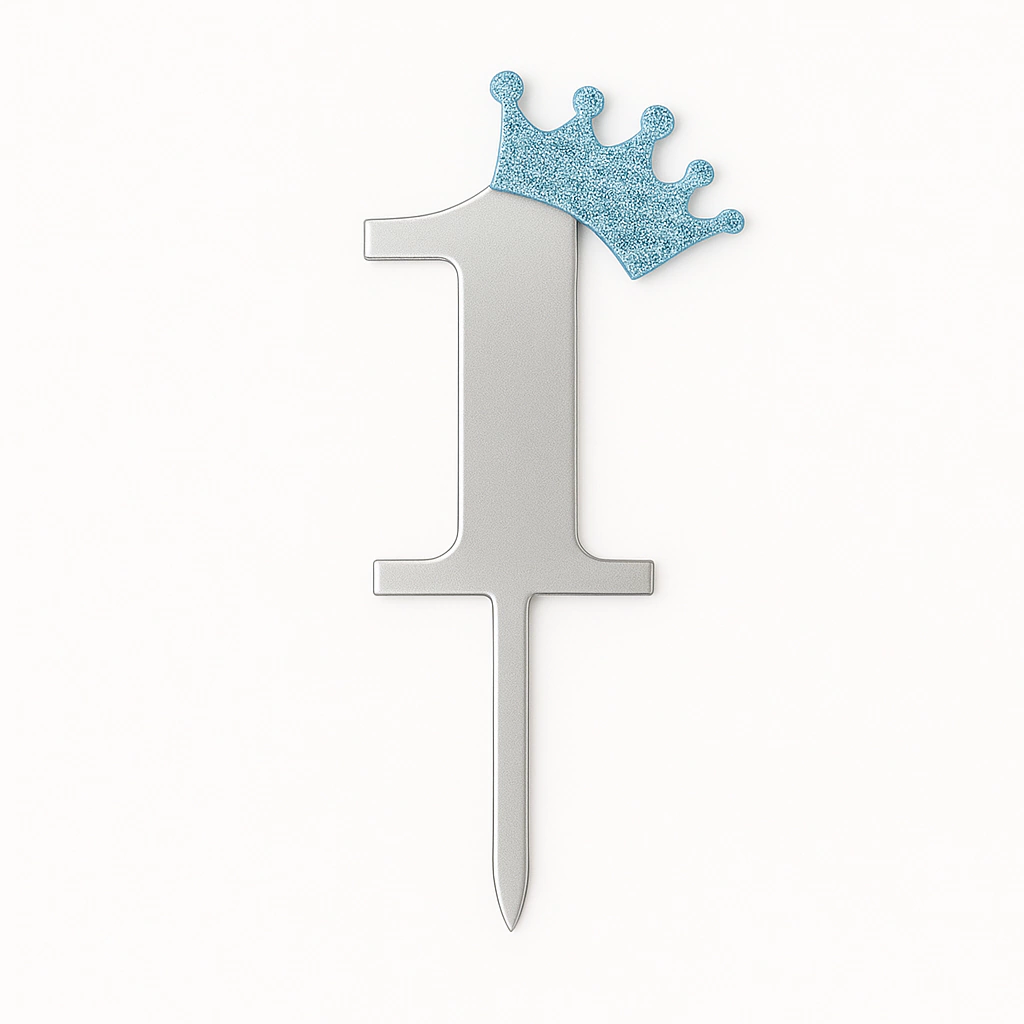 Adorno para Torta con Coronita N 1 - Plata 11 cm