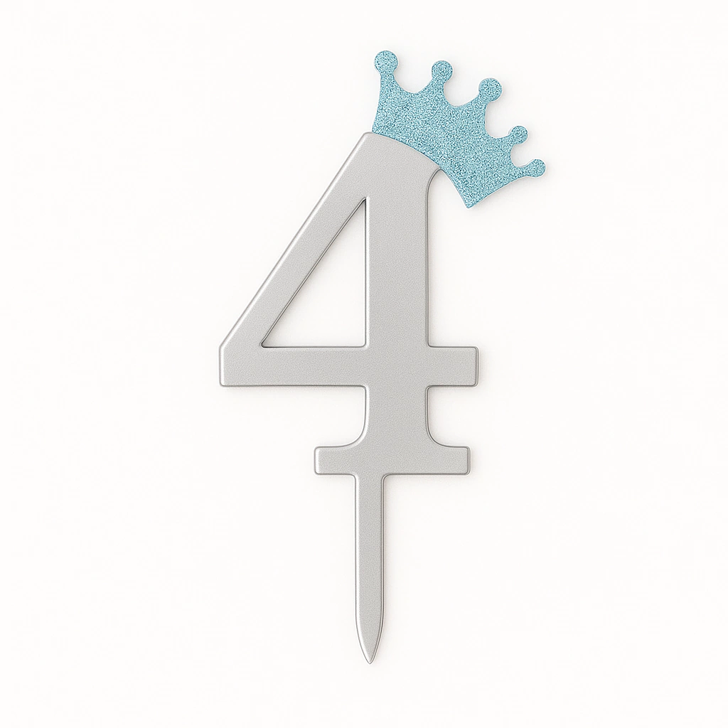 Adorno para Torta con Coronita N 4 - Plata 11 cm