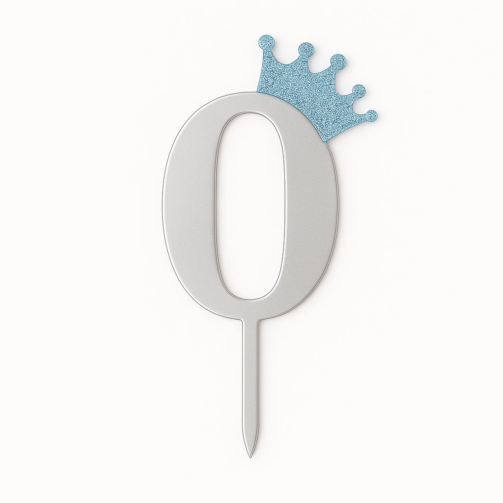 Adorno para Torta con Coronita N 0 - Plata 11 cm