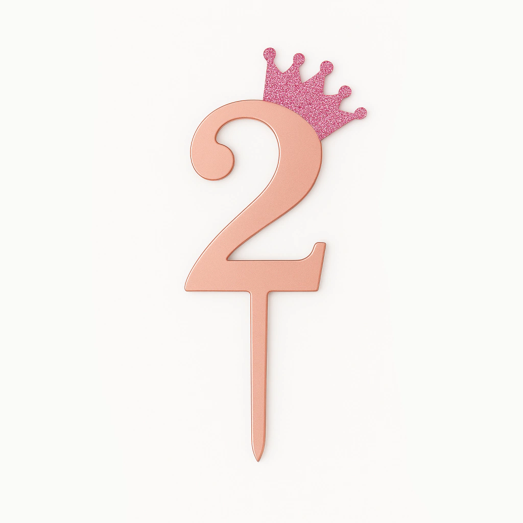 Adorno para Torta con Coronita N 2 - Rosa Gold 11 cm