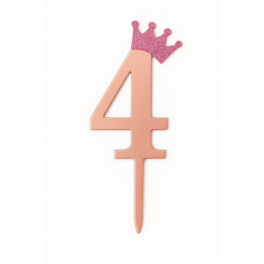 Adorno para Torta con Coronita N 4 - Rosa Gold 11 cm