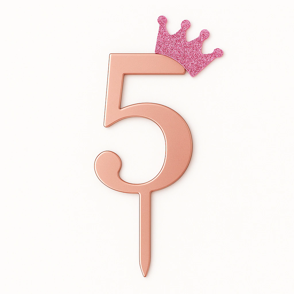Adorno para Torta con Coronita N 5 - Rosa Gold 11 cm