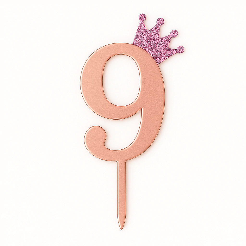 Adorno para Torta con Coronita N 9 - Rosa Gold 11 cm