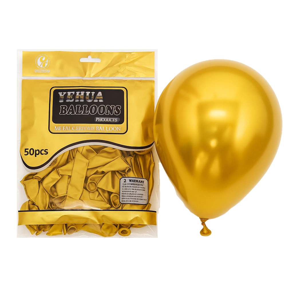 Globos De Latex Chrome 10" 1.8 Gr X50U Dorado
