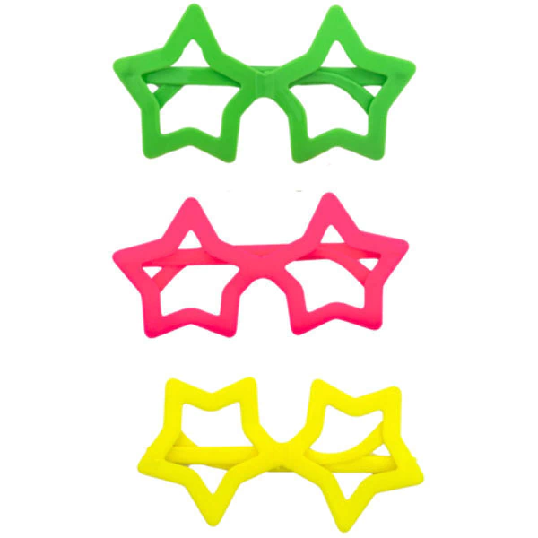 Anteojos Plásticos Fluo Estrella Colores Surtidos x6