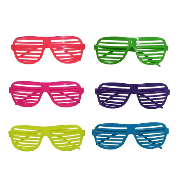 Anteojos Plásticos Fluo Rayados Colores Surtidos x6