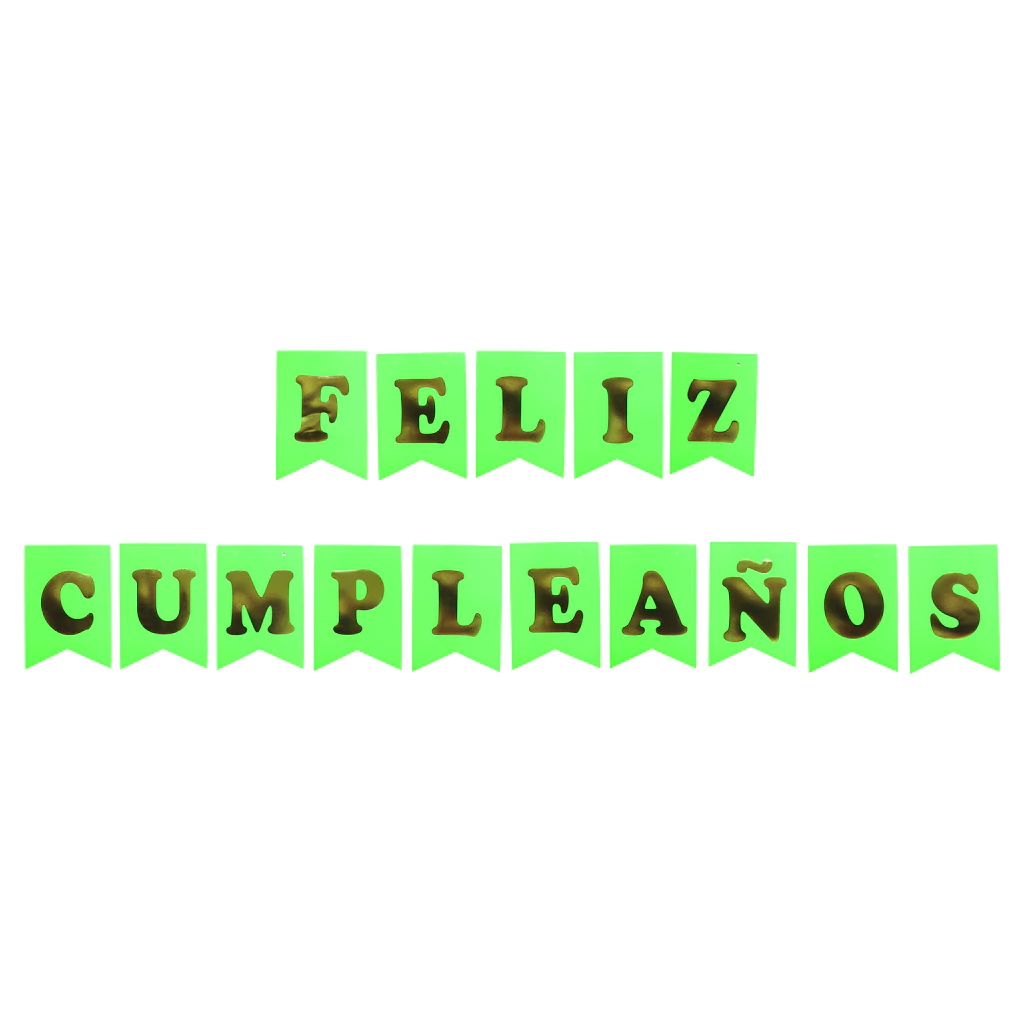Banderín Neón "Feliz Cumpleaños" Verde + Cinta
