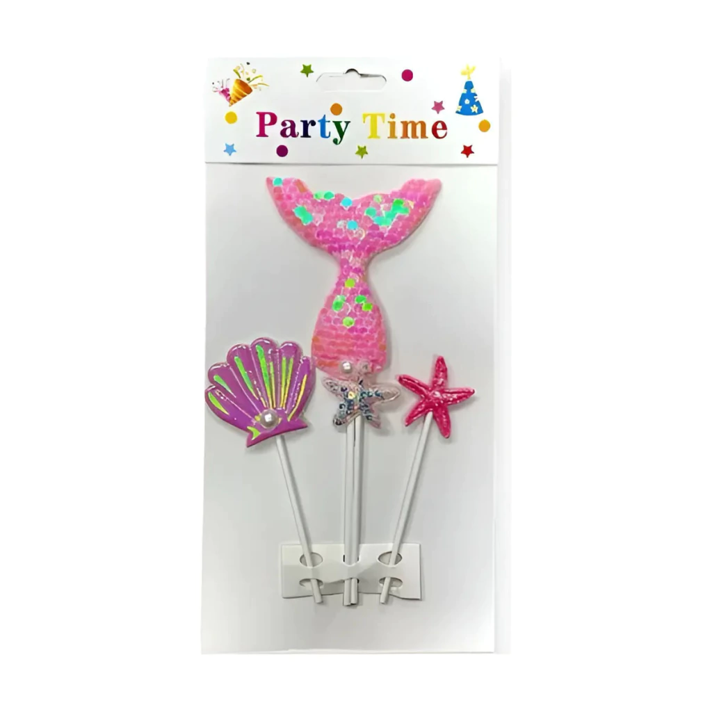 Cake Topper Cola De Sirena, Ostra Y Estrella (Multicolor)