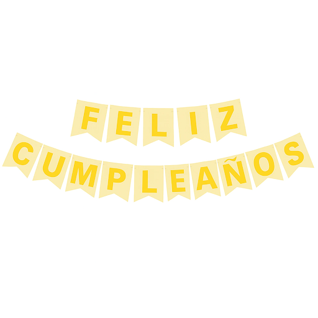 Banderín Neón "Feliz Cumpleaños" Amarillo + Cinta