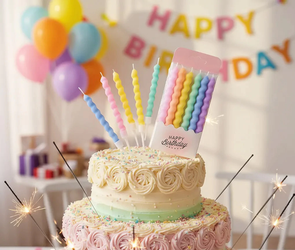 Vela Tirabuzon Pastel Con Porta Vela X6U