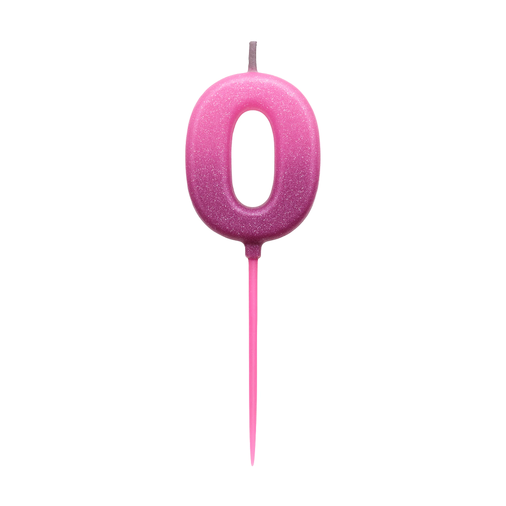 Vela Número 0 Gibreada Degradé Rosa con Palito