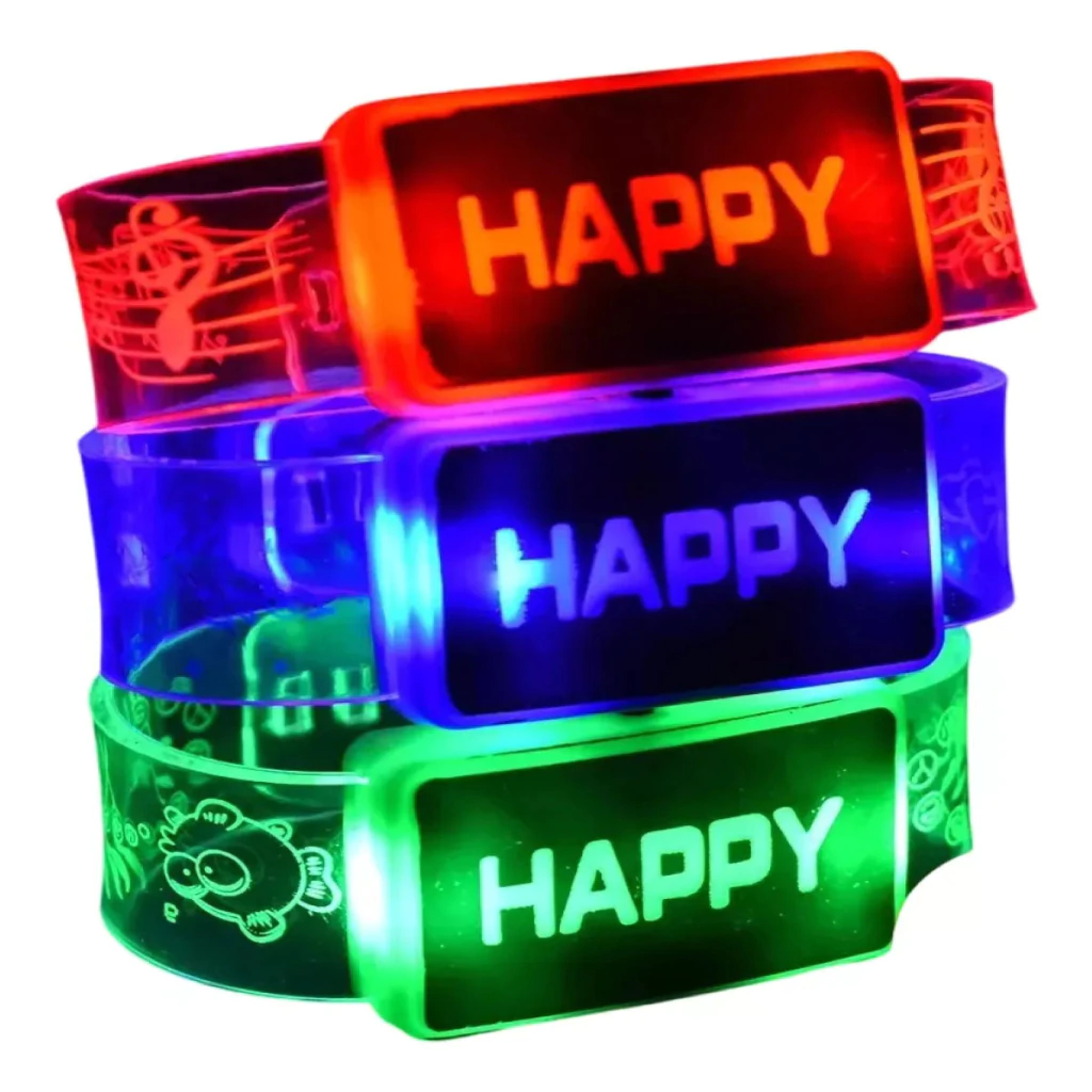 Pulsera Luminosa Tipo Reloj Happy Estampada (Colores Surtidos)