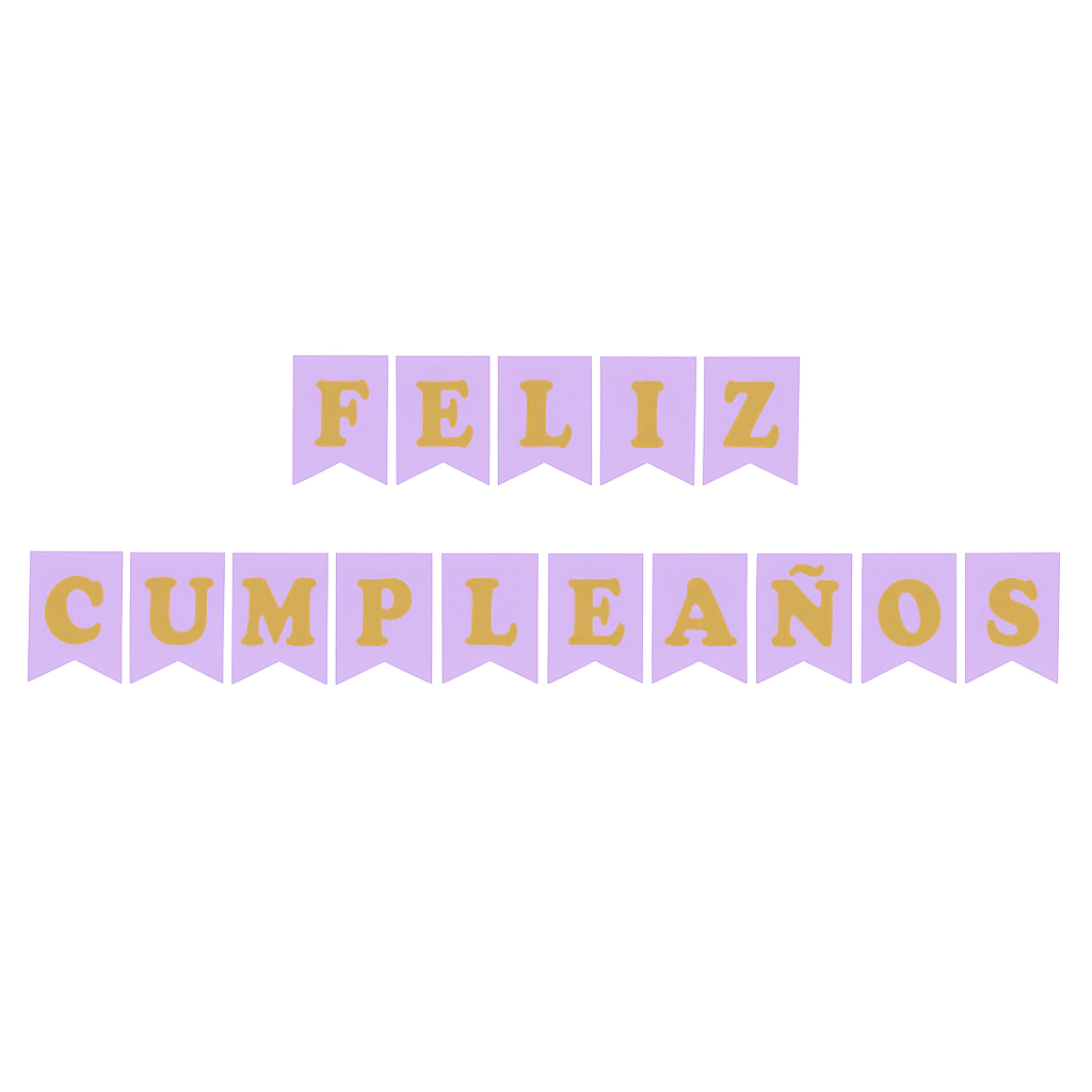 Banderín Neón "Feliz Cumpleaños" Violeta + Cinta
