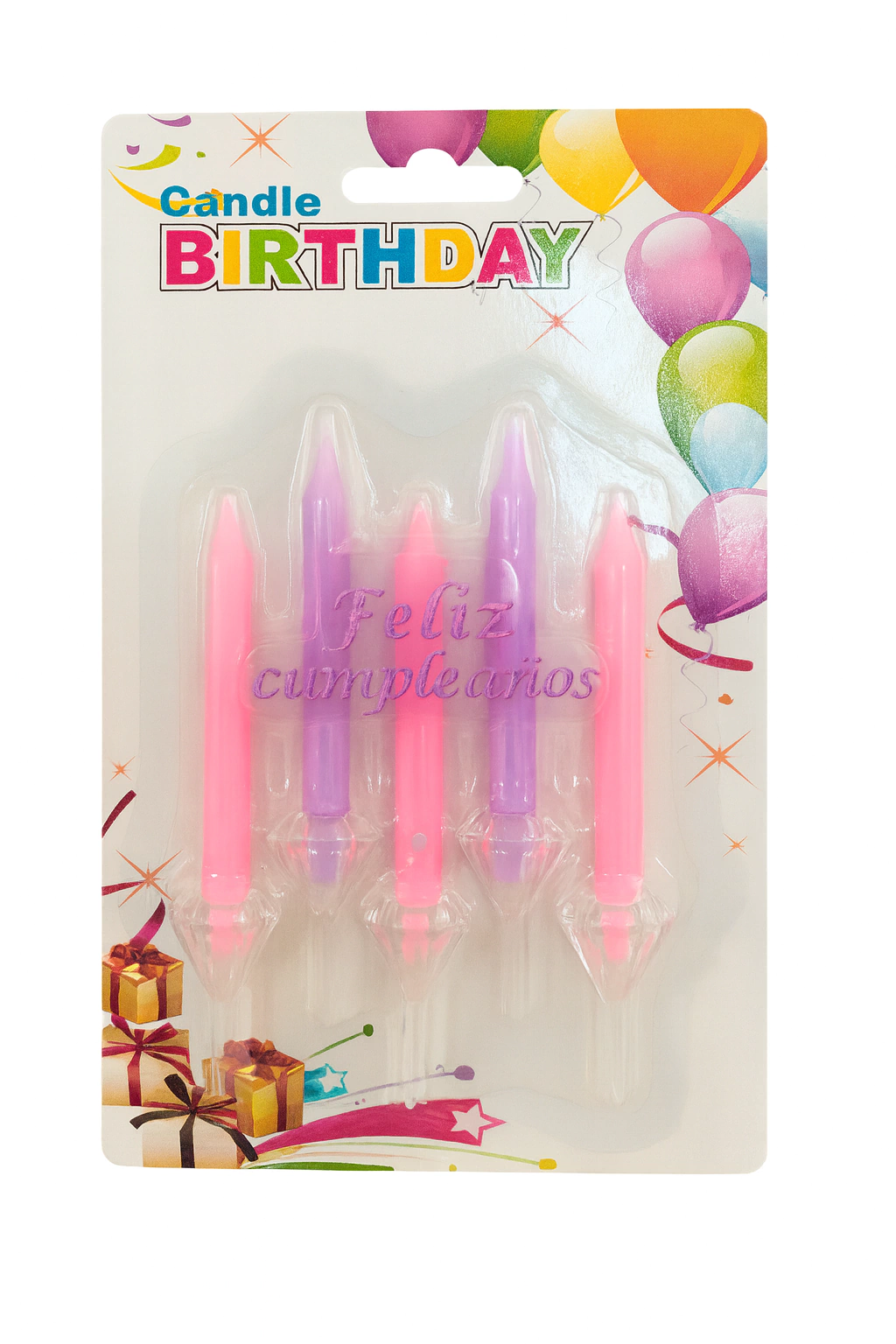 Vela con Frase "Feliz Cumpleaños" (Rosa)