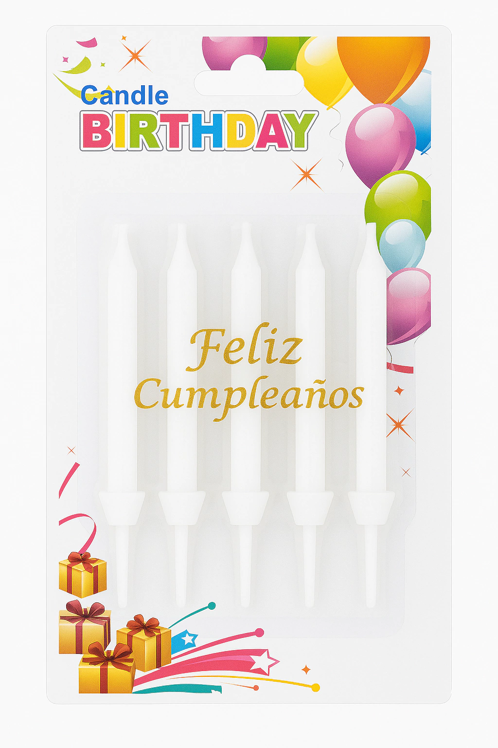 Vela con Frase "Feliz Cumpleaños" (Blanco)