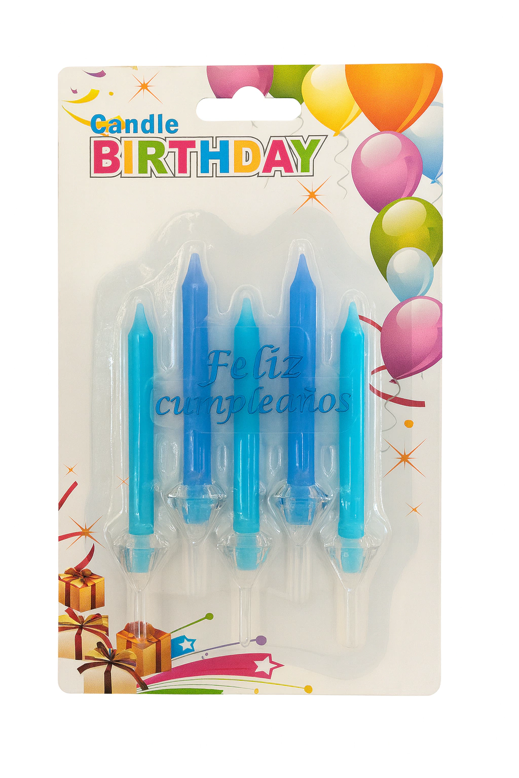 Vela con Frase "Feliz Cumpleaños" (Celeste)