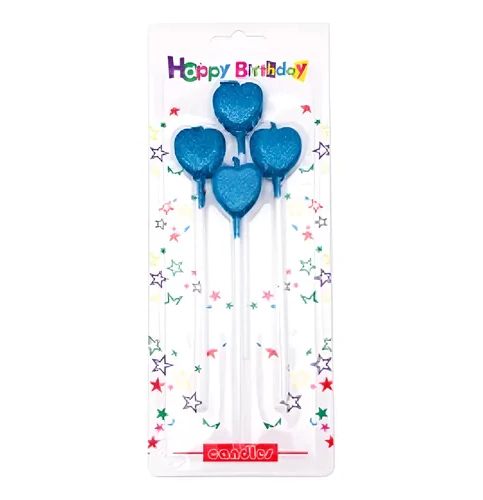 Vela Globito Gibreada Con Palito 15 Cm X4U Azul