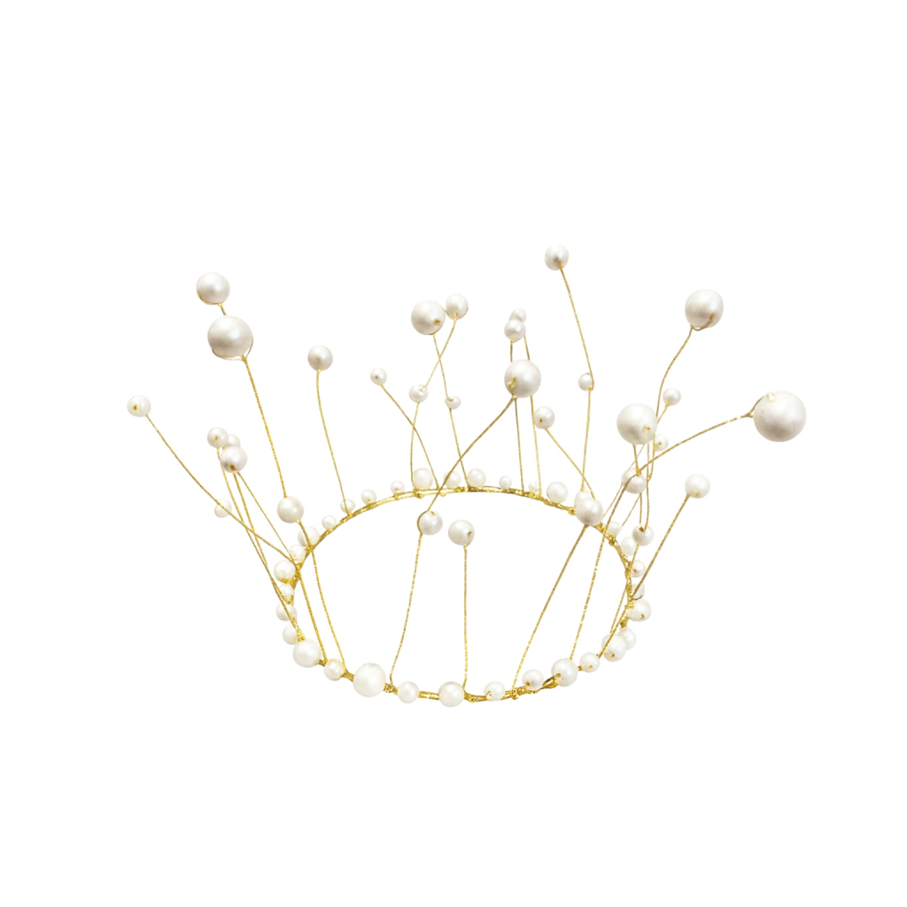 Cake Topper Corona Perla Blanca - x1 Unidad