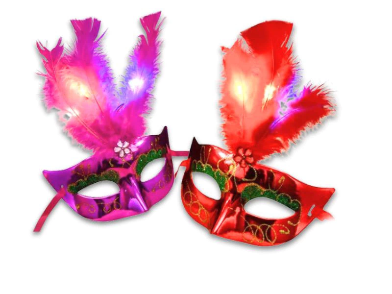 Antifaz Veneciano Metalizado con Glitter y Plumas
