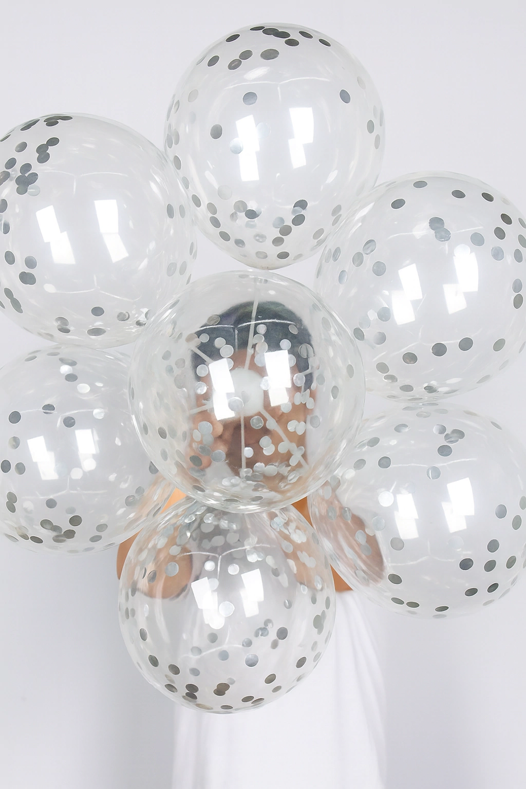 Globos de Látex Cristal con Confetti Plateado 12'' - Pack x100 Unidades