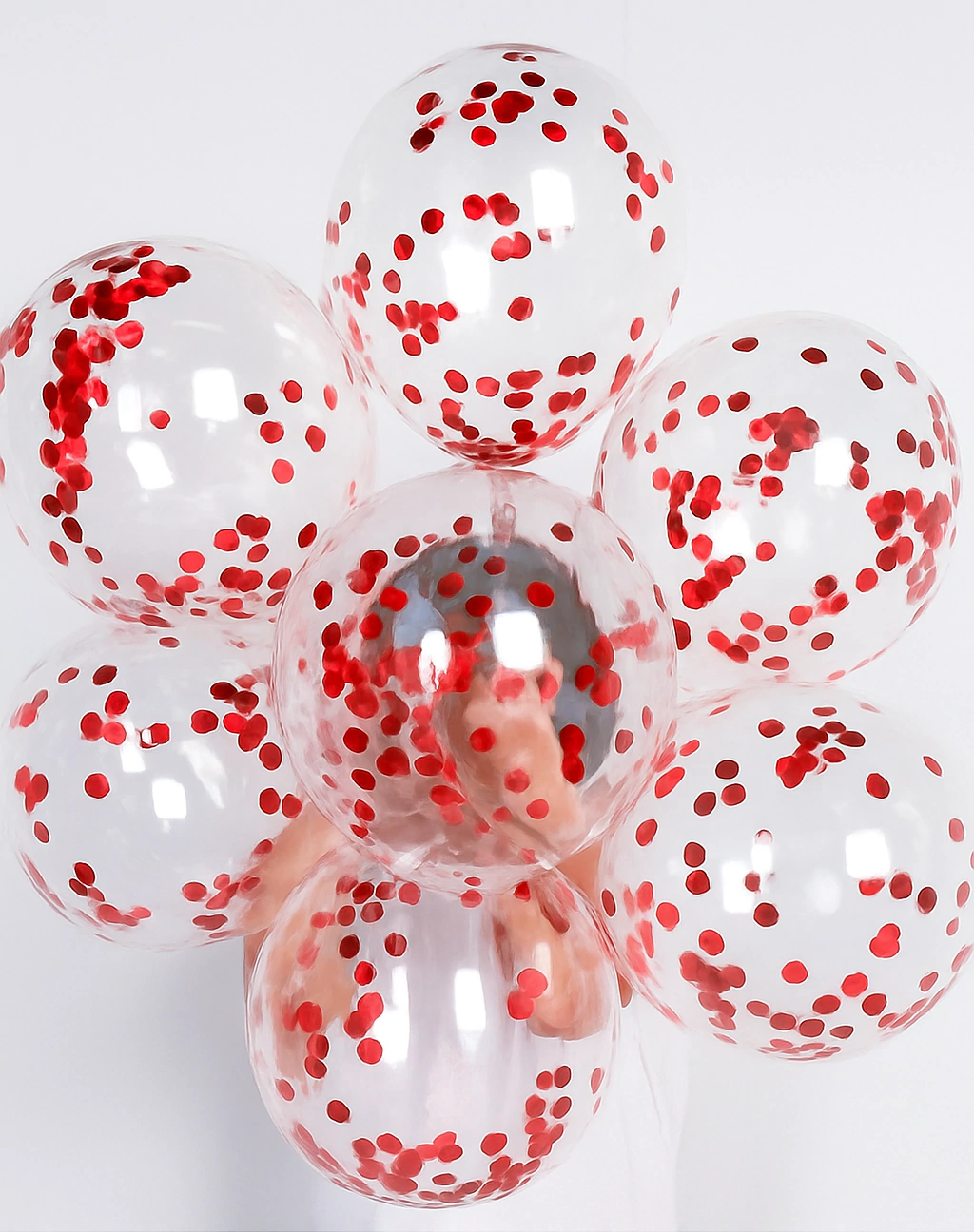 Globos de Látex Cristal con Confetti Rojo 12'' - Pack x100 Unidades