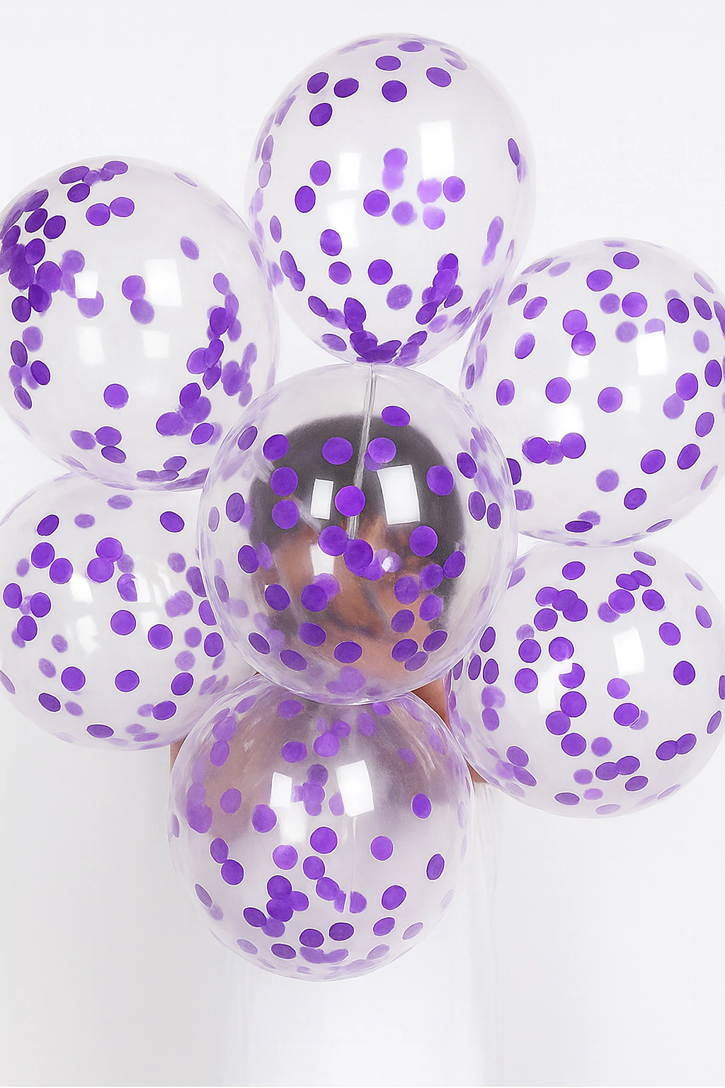 Globos de Látex Cristal con Confetti Violeta 12'' - Pack x100 Unidades