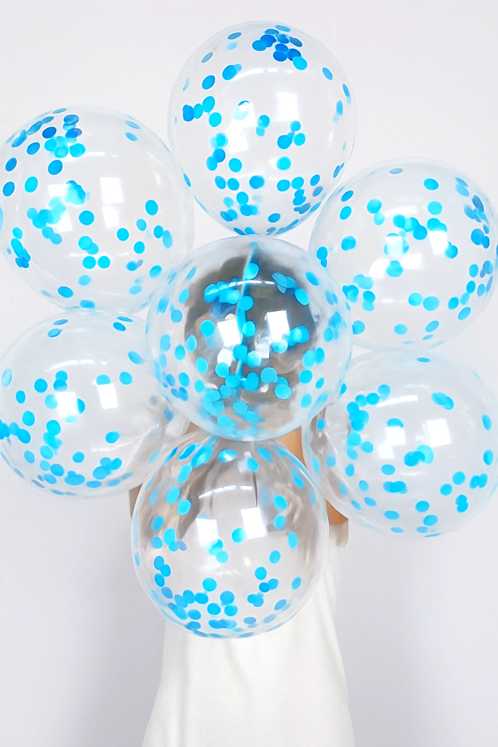 Globos de Látex Cristal con Confetti Azul 12'' - Pack x100 Unidades