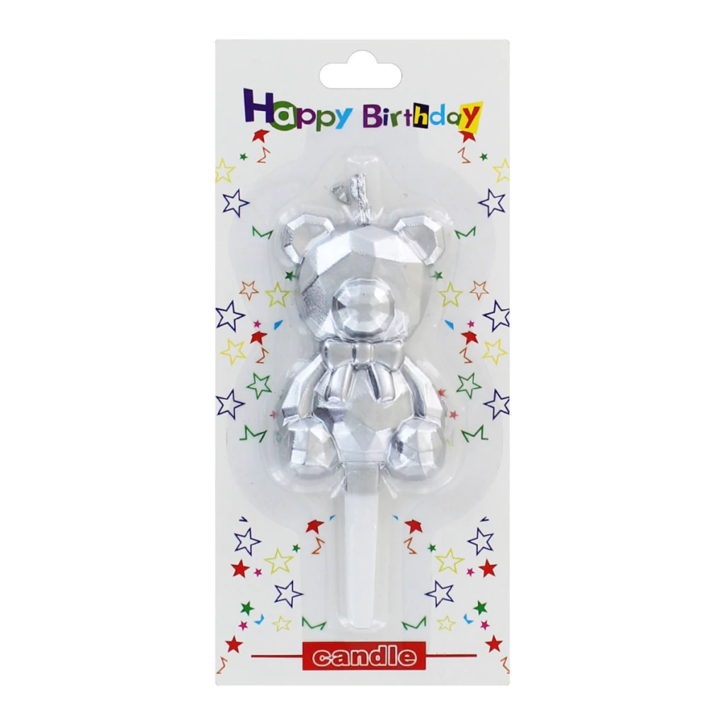 Vela Osito Facetada 9 Cm - Plata