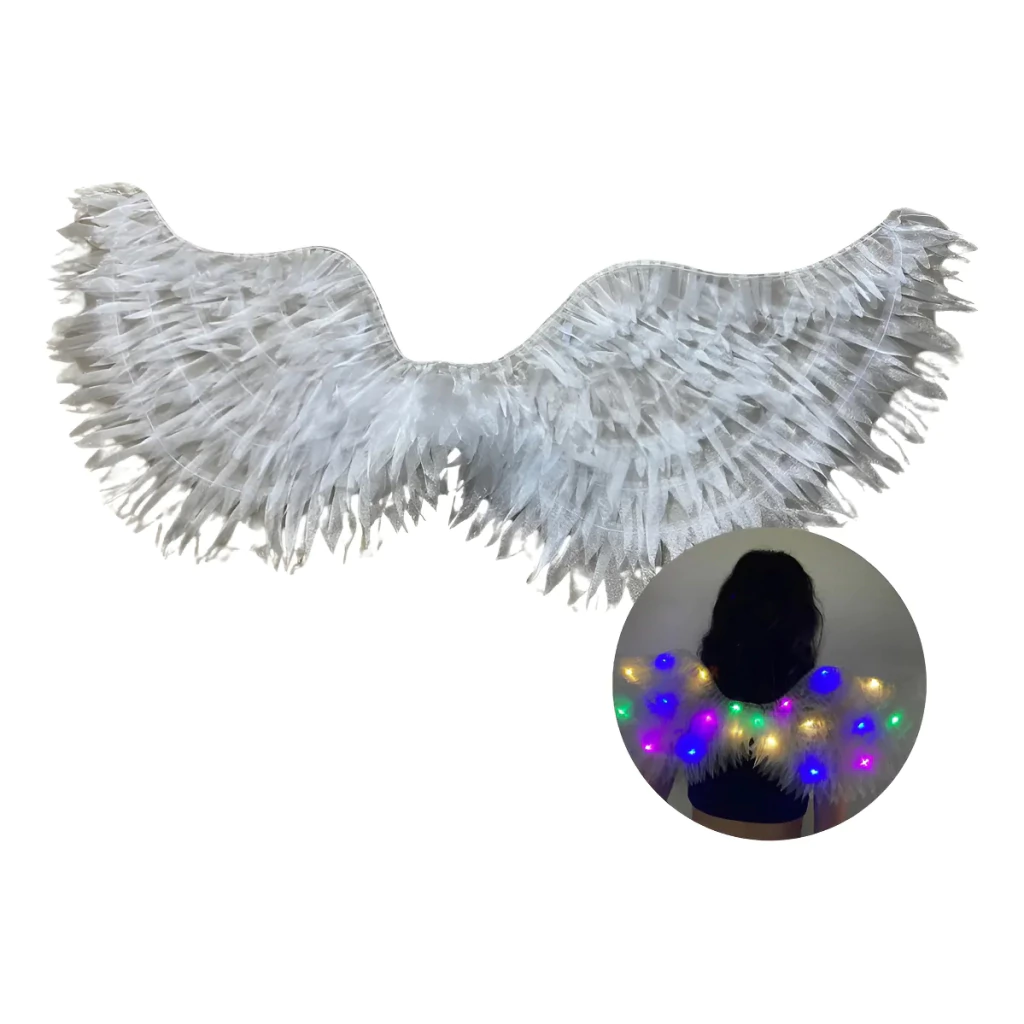 Alas de Ángel con Luz Multicolor Blanco Tornasol 68×24 cm