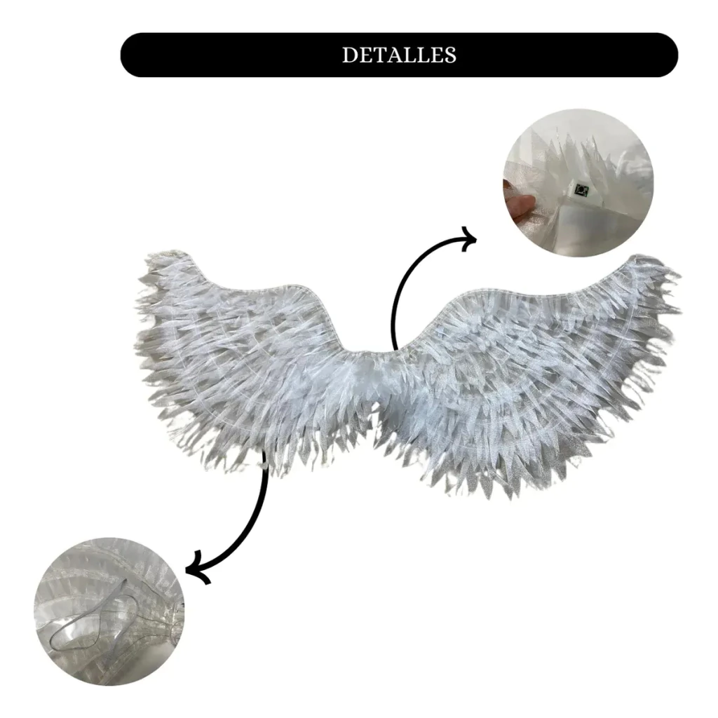 Alas de Ángel con Luz Multicolor Blanco Tornasol 68×24 cm