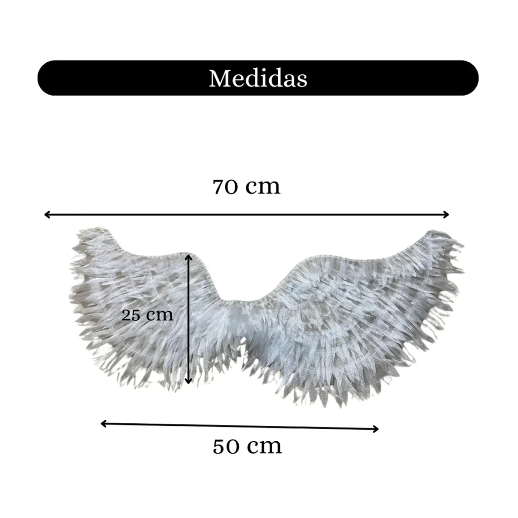 Alas de Ángel con Luz Multicolor Blanco Tornasol 68×24 cm