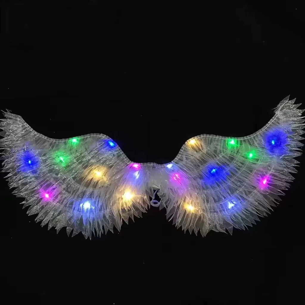 Alas de Ángel con Luz Multicolor Blanco Tornasol 68×24 cm