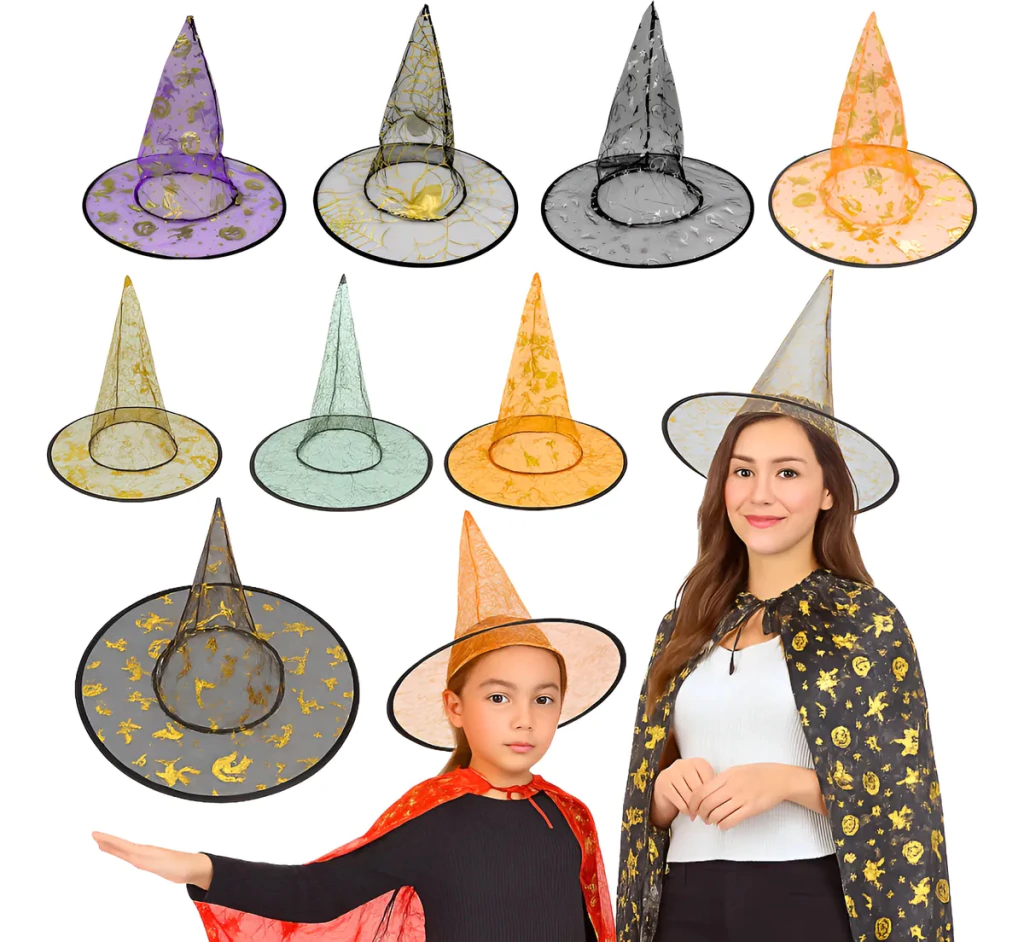 Gorro de Bruja de Tul Estampado Colores Surtidos