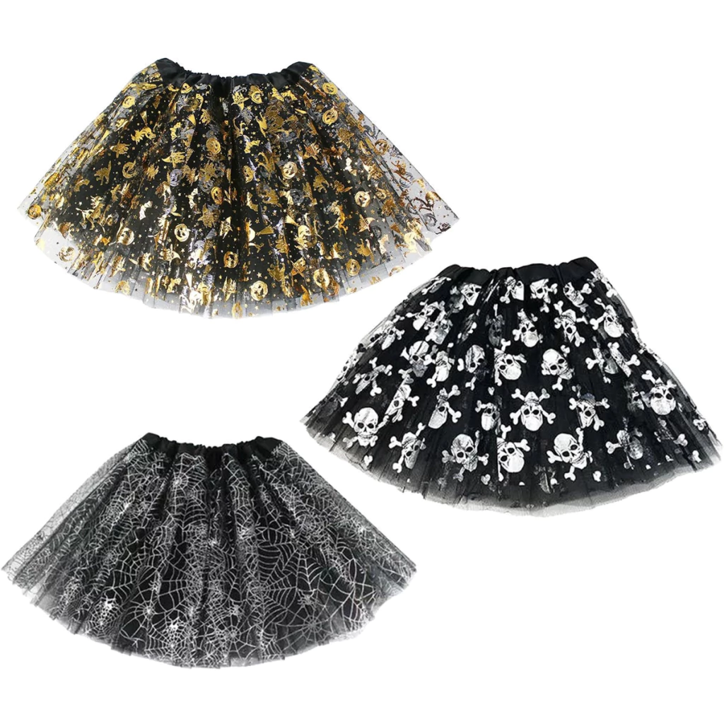 Tutu Halloween 3 Capas 30 Cm - Negro (Estampado Surtido)
