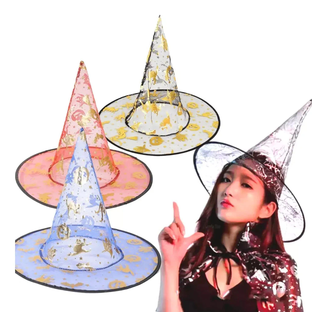 Sombrero De Bruja De Tul Estampado (Colores Surtidos)