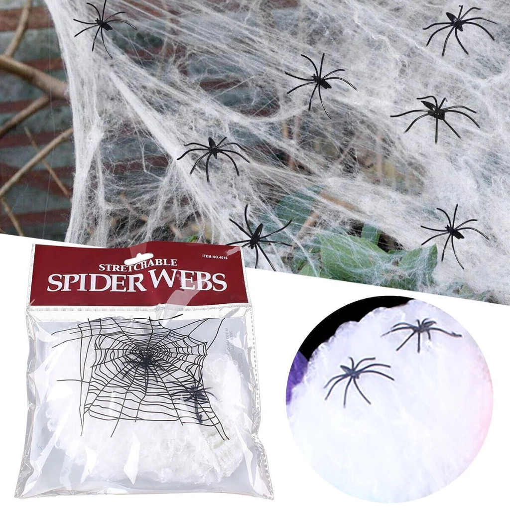 Tela De Araña Blanca Con Arañitas Halloween