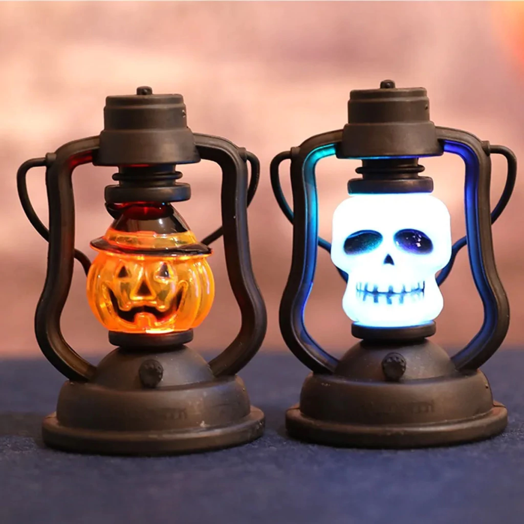 Llavero Vela Halloween Tipo Farol Calabaza/Cráneo (Multicolor)
