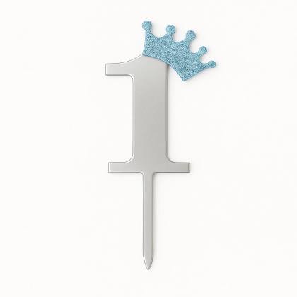 Adorno para Torta con Coronita N 1 - Plata 11 cm