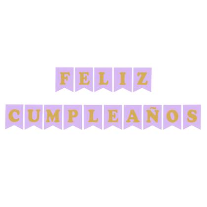 Banderín Neón "Feliz Cumpleaños" Violeta + Cinta