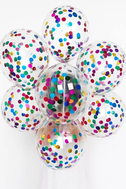 Globos de Látex Cristal con Confetti Multicolor 12'' - Pack x100 Unidades