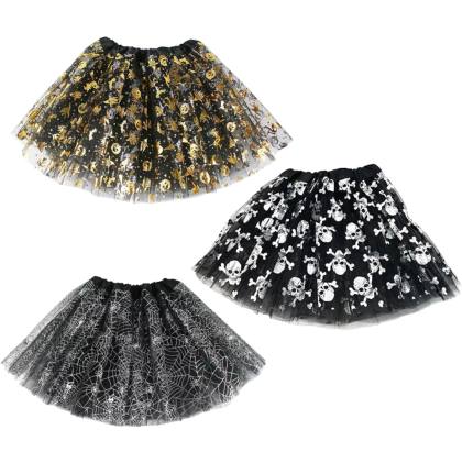 Tutu Halloween 3 Capas 30 Cm - Negro (Estampado Surtido)